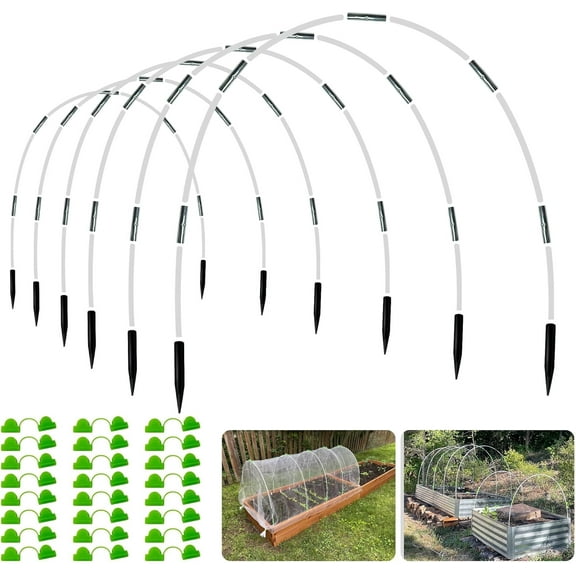 8FT Garden Hoops Grow Tunnel Kit - Rust-Free Fiberglass Frame for Raised Beds, 36pcs - DIY Plant Support for Garden Netting, Vegetable Garden Hoops Kit, Row Covers, and Greenhouse Protection