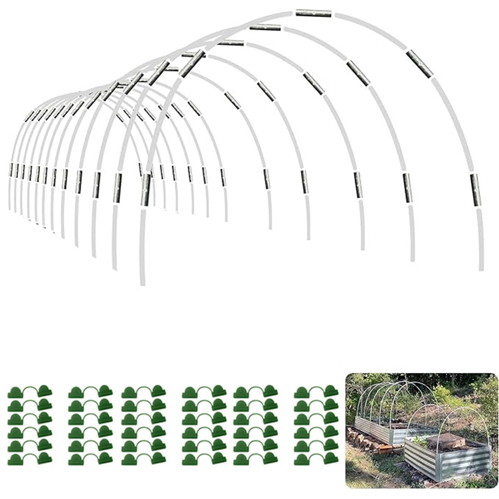 8FT Garden Hoops Grow Tunnel Kit - Rust-Free Fiberglass Frame for Raised Beds, 72pcs - DIY Plant Support for Garden Netting, Vegetable Garden Hoops Kit, Row Covers, and Greenhouse Protection