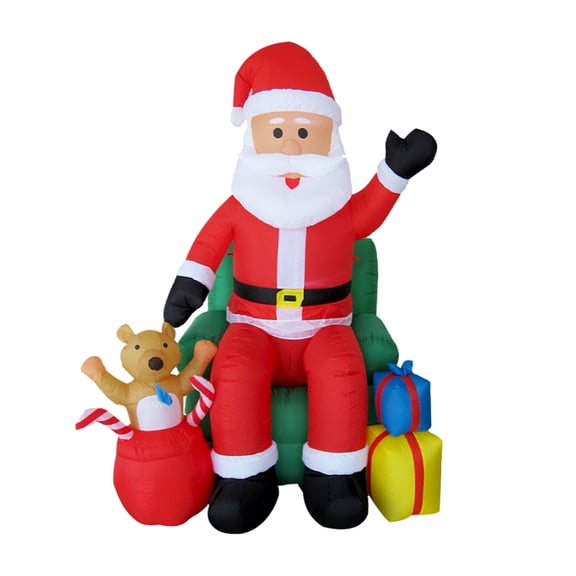 8FT Giant Inflatable Santa Claus Outdoor Christmas Decoration, Extra-Large Seated Inflatable Santa Claus Yard Decoration, with Built-In Dazzling LED Lights, Suitable for Holiday Parties in Yards