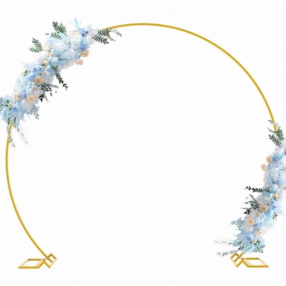8FT Gold Round Backdrop Stand Circle Balloon Arch Frame Large Metal Wedding Arch For Anniversary Birthday Party Valentine Ceremony Wedding Decorations Thickened Square Tubes