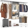 thumbnail image 1 of 8FT Hanging Closet System, 96 Inch Closet Organizer System with Hanging Rod, Walk In Mounted Closet System, Built-In Clothes Garment Rack with 3 Shelving Towers(Can Be Cut To Fit), Grey, 1 of 7