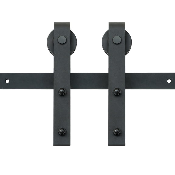 8FT Heavy Duty Sliding Barn Door Hardware Kit 330LBS Capacity Single Door Track Fits 3.7-4.3FT Wide 1.3-1.8 Inch Thick Door Panel with Smooth Silent J Shape Pulley