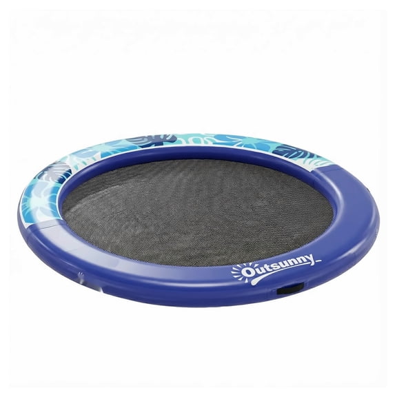 8FT Inflatable Water Hammock Floating Ring Dock, Floating Platform for Lakes, Pools, Oceans - Blue