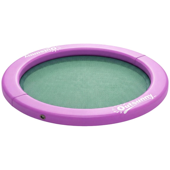 8FT Inflatable Water Hammock Floating Ring Purple Dock Platform for Lakes Pools Oceans