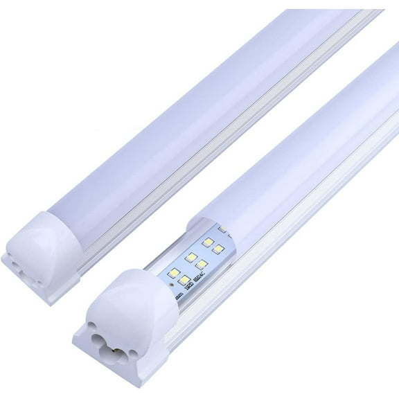 8FT Integrated LED Tube Light Fixture 2 Row Frost 72WWhite 6000K 4Pack