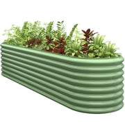 8FT(L)×2FT(W)×2FT(H) Galvanized Raised Garden Bed Outdoor, 9 in 1 Adjustable Metal Raised Garden Beds for Flower, Raised Planter Box Outdoor for Herb, Vegetable-Light Green