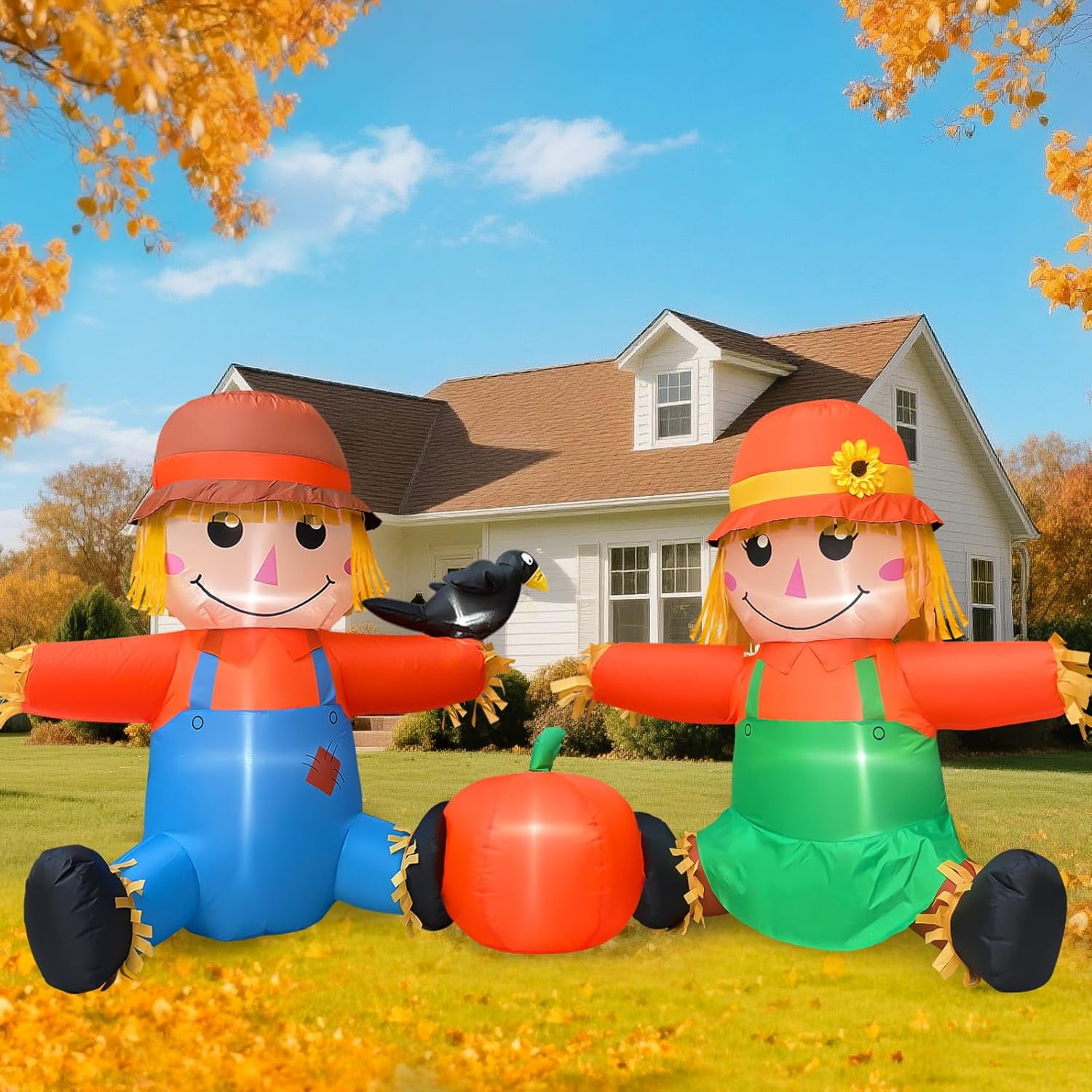 8FT Long Fall Inflatables Outdoor Decorations, Inflatable Scarecrow ...