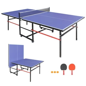 8FT Outdoor Ping Pong Table, Foldable & Portable Table Tennis Set with Net, 2 Paddles & 3 Balls, High-Quality Game Table with Single Player Playback Mode