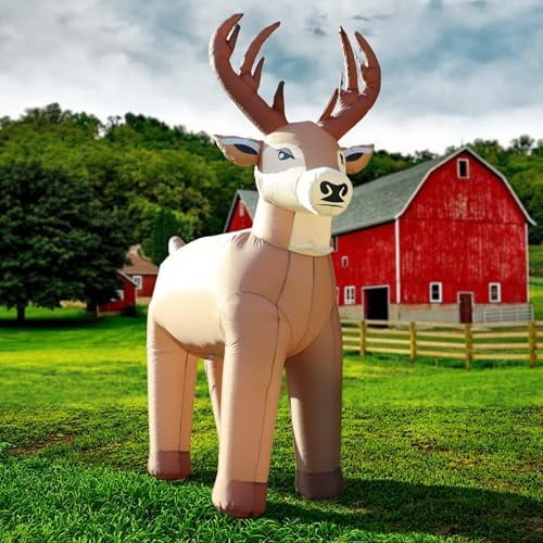 8FT Reindeer Inflatables Christmas Farm, Ranch Blow up Animals Decorations, Holiday Winter Inflatable Decor, Built-in LEDs for Garden, Lawn, Yard, Patio, Outdoor$$Garden & Patio