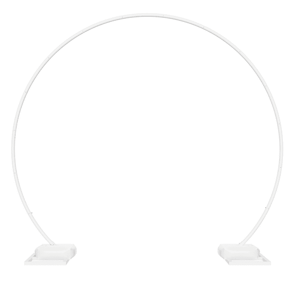 8FT Round Background Balloon Arch Stand, Wedding Garland Arch Stand, Wedding Arch for Party Wedding Graduation Ceremony Background Decoration, White