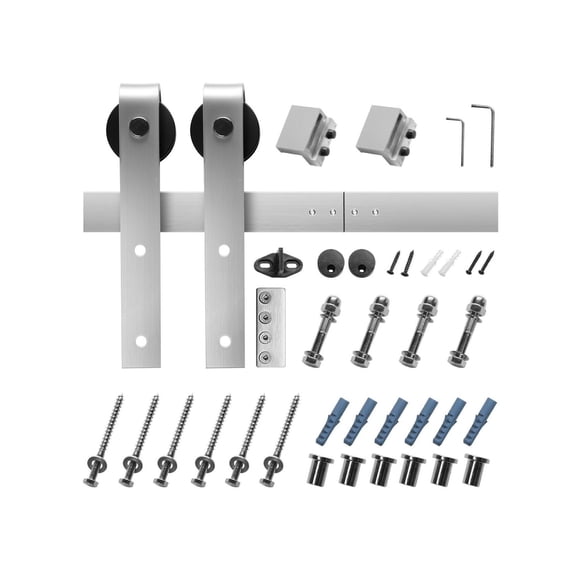 8FT Sliding Barn Door Hardware Kit - 330 LBS Capacity - 42-48 Inch Doors - 1-3/8-1-3/4 Inch Thick - Brushed Nickel Track & Roller