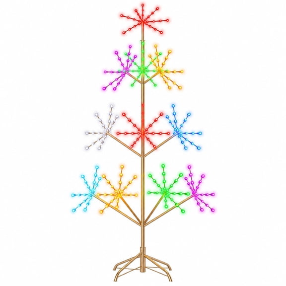 8FT Smart RGB Firework Tree Light 560 Color Changing LEDs Outdoor Decorative Tree Bluetooth App Remote Control Music Sync DIY Modes Timer Waterproof Fireworks Lights for Christmas Party Patio Yard