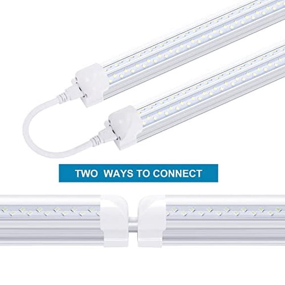 8FT T8 V Shape Integrated Tube Light Double Side 4 Row,120W LED Shop Light Fixture, AC85-277V 14400 Lumens 6000K Cold White, LED Cooler Door Light 6 Pack