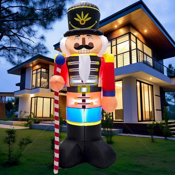 8FT Tall Christmas Blow Up Big Soldier Nutcracker Griping Scepter Yard Decorations, Inflatables Outdoor Decorations with Built-in LED Lights for Xmas Party Outside, Yard, Garden, Lawn Decor