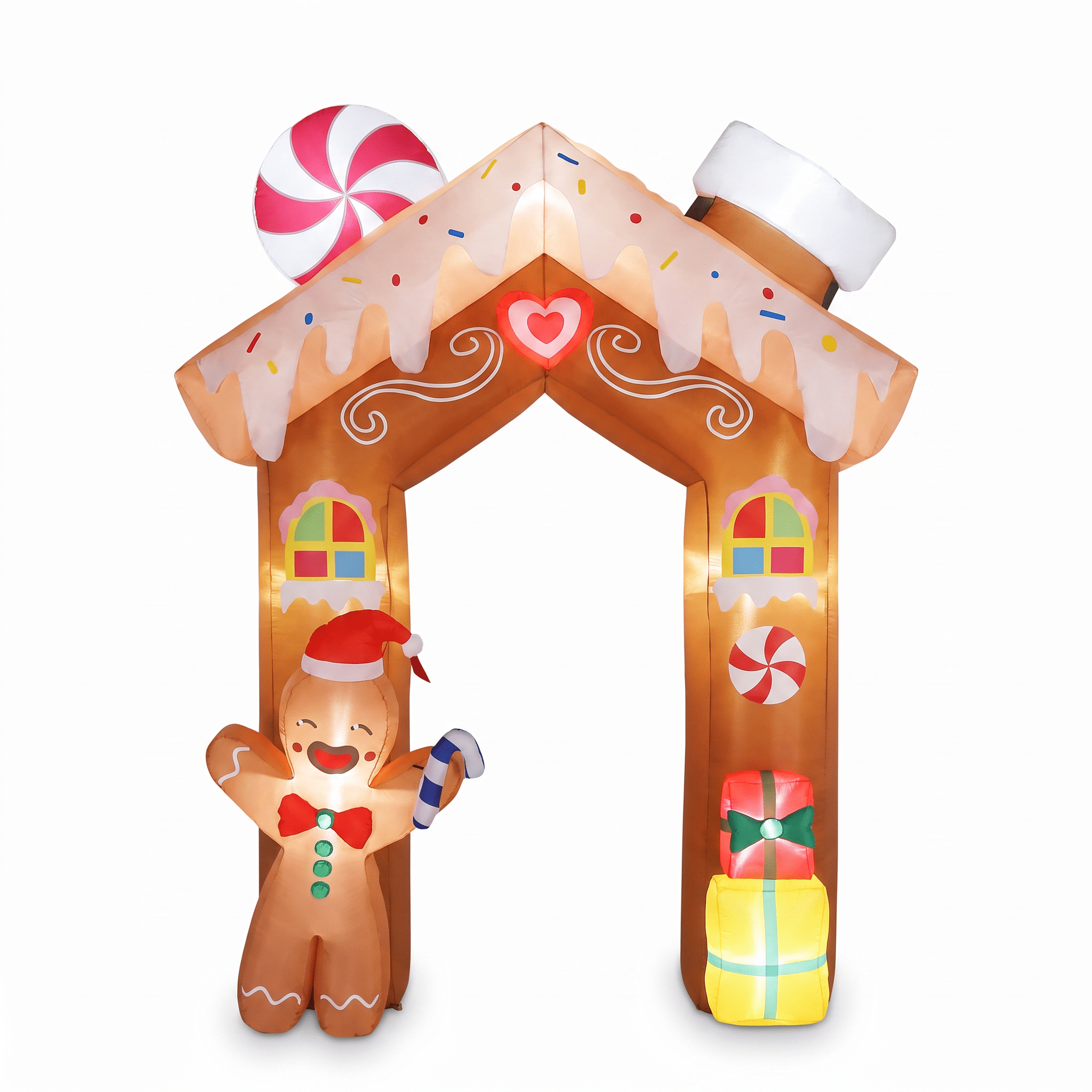 8FT Tall Christmas Gingerbread Inflatable - Blow Up Yard Decor with LED Lights, Electric Blower, Secure Stakes & Storage Bag - Indoor Garden Lawn Patio Porch Xmas Decor
