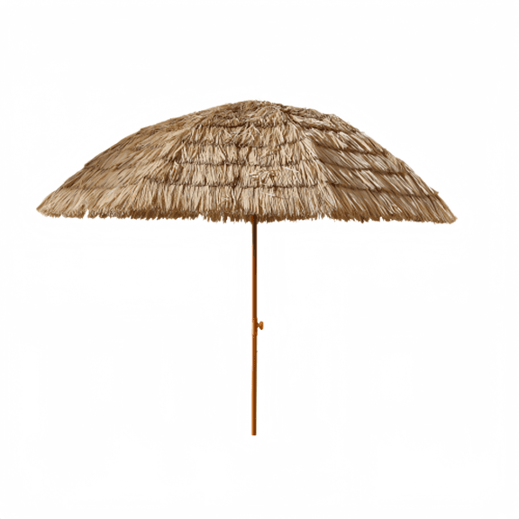 8FT Thatch Patio Tiki Umbrella Tropical Palapa Raffia Tiki Hut Hawaiian Hula Beach Umbrella for Outdoor Patio Garden Backyard Beach