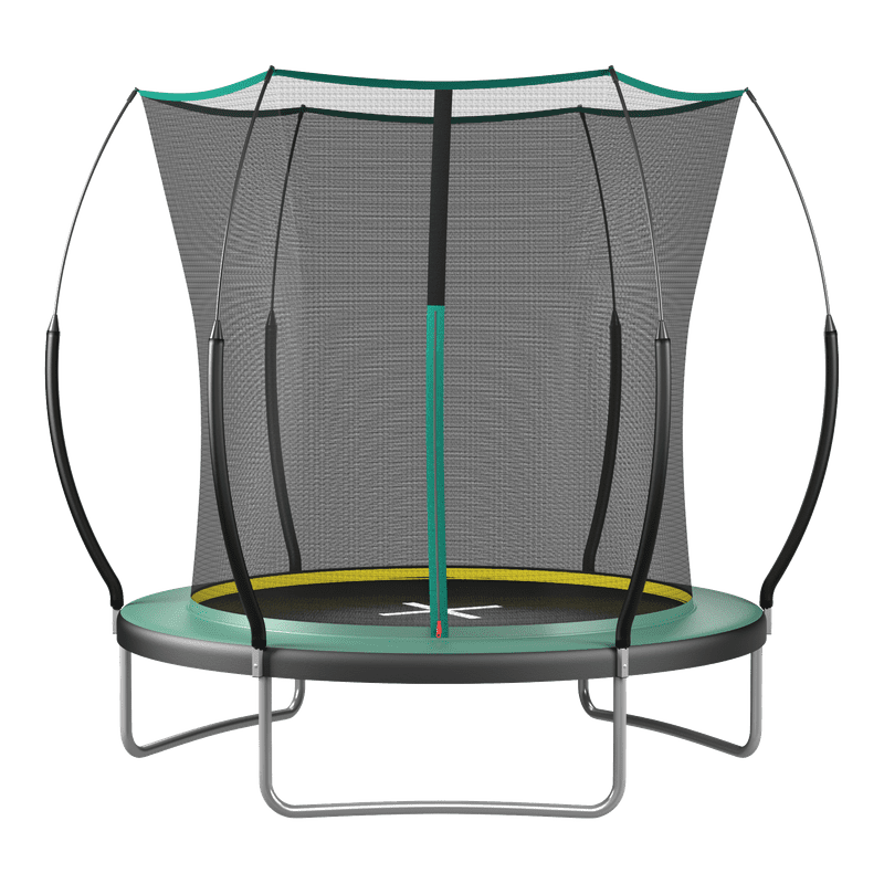 8FT Trampoline for Kids, 96" Outdoor Backyard Trampoline with Safety Enclosure Net, Springfree Bungee Trampoline for Kids, Heavy-Duty Galvanized Steel Frame Green