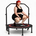thumbnail image 1 of 40" Trampoline with Resistance Ropes,Fitness Foldable Mini Trampoline Max Load 450lbs, 4-Level Height-Adjustable Foam Handle,Indoor/Outdoor Rebounder for Adults, 1 of 7