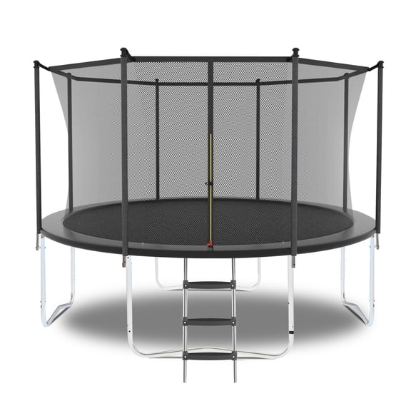 8FT Trampoline with Safety Enclosure Net, Outdoor Trampoline with Heavy Duty Jumping Mat and Spring Cover Padding for Kids and Adults