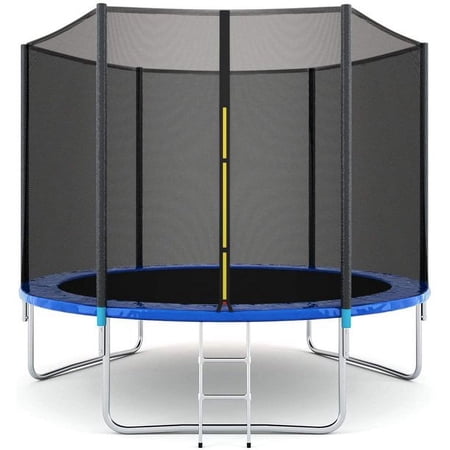 8FT Trampoline with Safety Enclosure Net, Spring Pad and Ladder, Outdoor Exercise Fitness with Waterproof Jumping Mat for Adults Teens and Kids