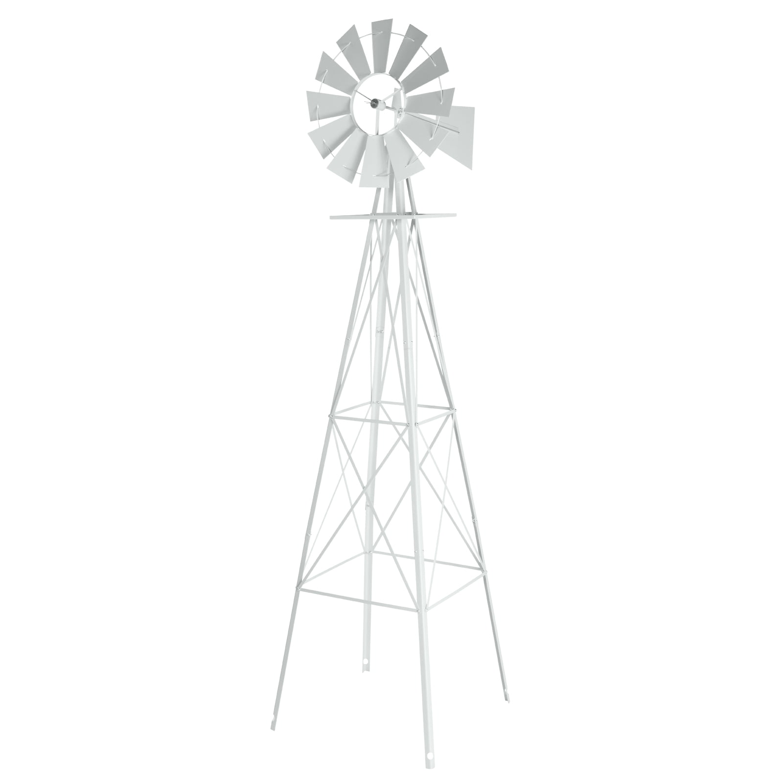 8FT Weather Resistant Yard Garden Windmill Weather Resistant, Ball Bearing for Quiet Operation, for Lawn,Garden, White