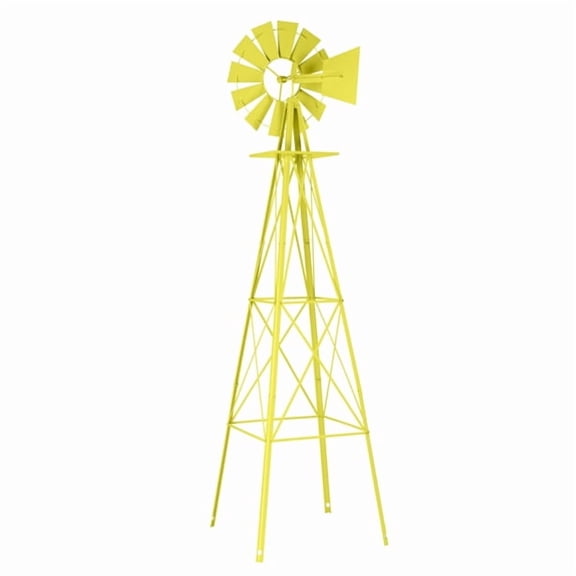 8FT Weather Resistant Yard Garden Windmill Yellow