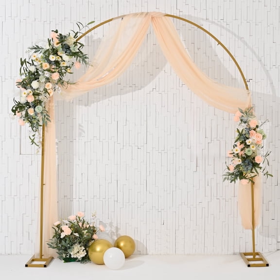 8FT Wedding Arch Backdrop Stand, Metal Arch Backdrop Stand for Birthday Party Anniversary Backdrop Stand Decoration Balloon Arch Stand, Wedding Arches for Ceremony (Gold)