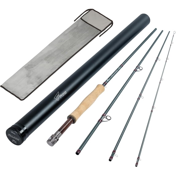 8Fans Fly Fishing Rod with Tube, 4-Sections,Fast Action Fly Rod with Pacbay Titanium-Coated Snake Guides,AAAA Pure Cork Handle,4-8w