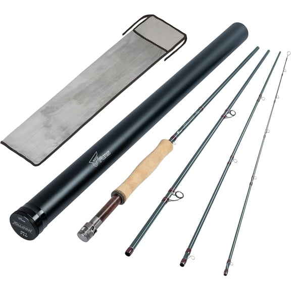 8Fans Fly Fishing Rod with Tube, 4-Sections,Fast Action Fly Rod with Pacbay Titanium-Coated Snake Guides,AAAA Pure Cork Handle,4-8w