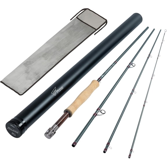 8Fans Fly Fishing Rod with Tube, 4-Sections,Fast Action Fly Rod with Pacbay Titanium-Coated Snake Guides,AAAA Pure Cork Handle,4-8w