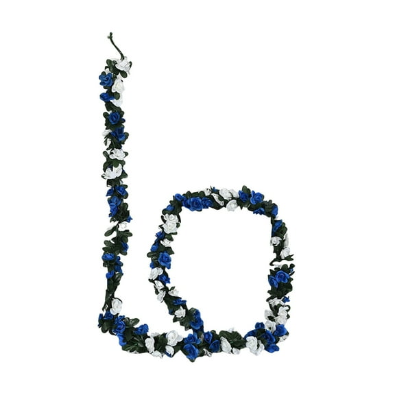 8Ft Artificial Rose Flower Garland Vine - Fake Hanging Flowers for Wedding Arch, Garden Party, Backdrop, Engagement, Photo Booth, Home Decoration (Blue-White) Harlik