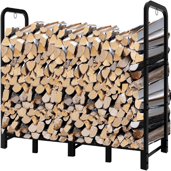 8Ft Firewood Rack Adjustable Fireplace Wood Holder for Outdoor Indoor Storage Log-Heavy Duty Fire Log Lumber Stand Stacker