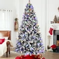 thumbnail image 1 of 8Ft Flocked Christmas Tree with 470 Colorful Led Lights, 10 Lighting Modes & Foot Switch, Realistic Pe+Pvc Hinged Tree, 1 of 17