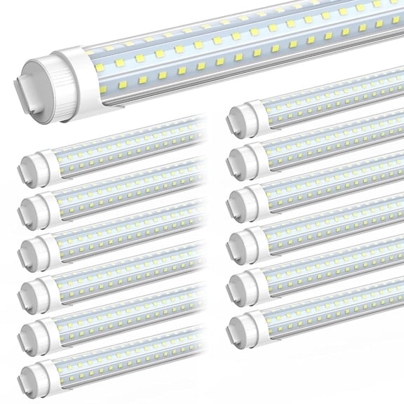 8Ft HO LED Tube Light Bulbs,Bi-pin R17D Base, Dual End Powered,Three Row D Shape 120W 5000K,8-Pack