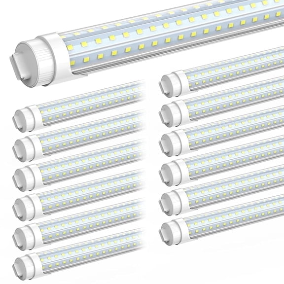 8Ft HO LED Tube Light Bulbs,Bi-pin R17D Base, Dual End Powered,Three Row D Shape 120W 6500K,4-Pack
