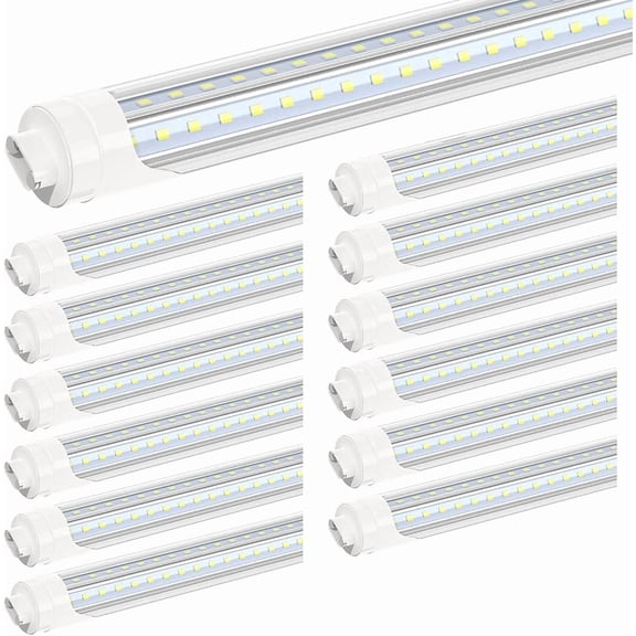 8Ft HO LED Tube Light Bulbs,Bi-pin R17D Dual End Powered, V Shape 90W 6500K, 25-Pack