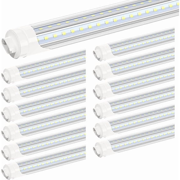 8Ft HO LED Tube Light Bulbs,Bi-pin R17D Dual End Powered, V Shape 90W 6500K, 8-Pack