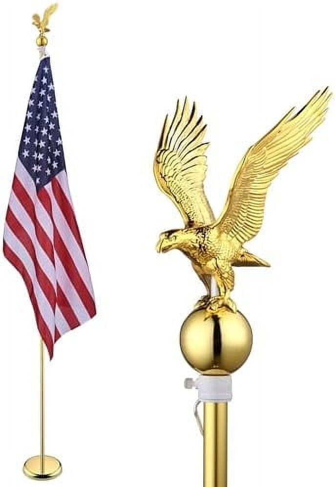 Yescom 8 -FT Sectional Indoor Flag Pole Kit Gold Finial Base Aluminum 3x5 -FT US Flag in the Flag Poles department at