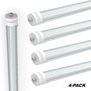 CNSUNWAY 8FT T8 LED Tube Light Bulbs D Shape, 90W 11700LM Single Pin Fa8, 6000K Cool, 4-Pack