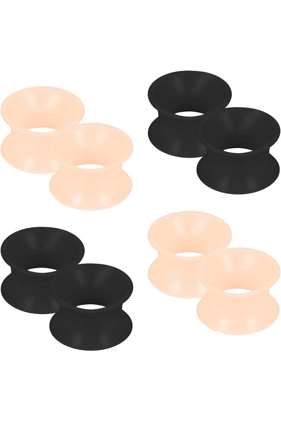 -25mm Solid Soft Silicone Gauges Tunnels Plugs for Ears Double Flared Saddle Gauges Flesh Stretchers Expander Hide Ear Tunnels Plugs Retainer for Women Men Black White Flesh Skin[i386]