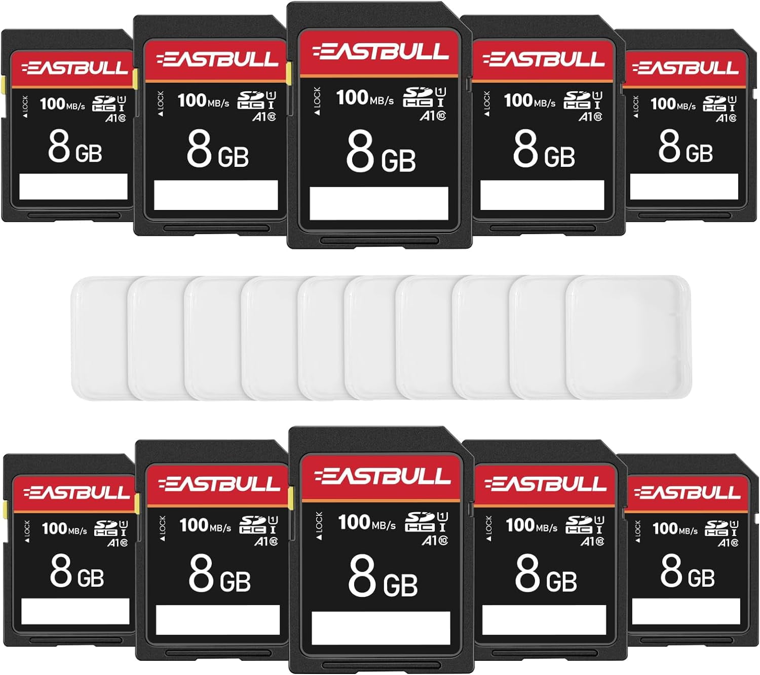 8GB 10Pack of SD Cards, Class 10 U1 V30 HighSpeed 100MB/s Read SDHC