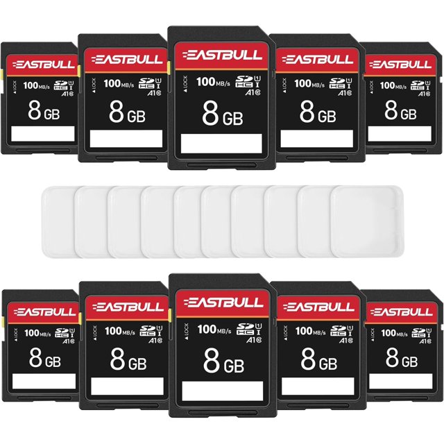 8GB 10Pack of SD Cards, Class 10 U1 V30 HighSpeed 100MB/s Read SDHC