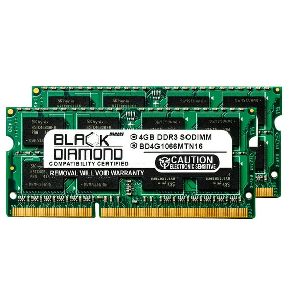 8GB 2X4GB Memory RAM for Apple MacBook Pro A1278 (13.3" Core 2 Duo 2.4GHz) 204pin 1066MHz PC3-8500 DDR3 SO-DIMM Black Diamond Memory Module Upgrade