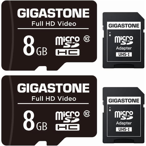 8GB Micro SD Card 2-Pack, Full HD Video, Surveillance Security Cam Action Camera Drone, 80MB/s Micro SDHC Class 10
