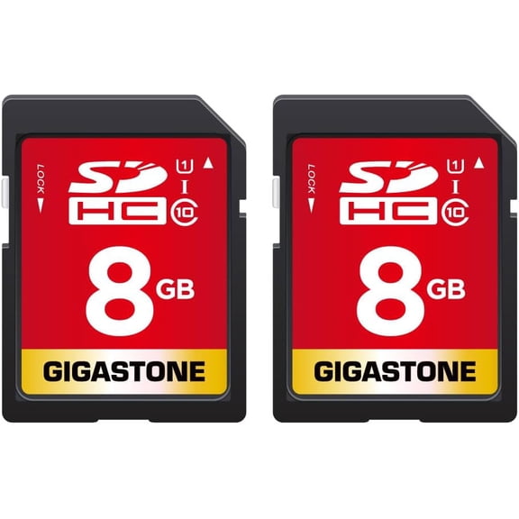 8GB SD Card 2-Pack UHS-I U1 Class 10 SDHC Memory Card, Speed Up to 80MB/s, Full HD Video Kodak Olympus Digital Camera, with 2 Mini Cases