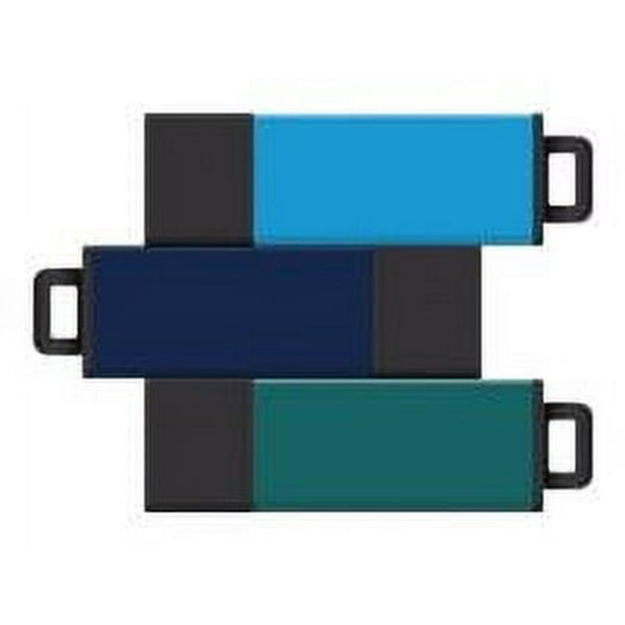 8GB USB 2.0 Pro2 3Pk (Aqua, Blue, Teal)