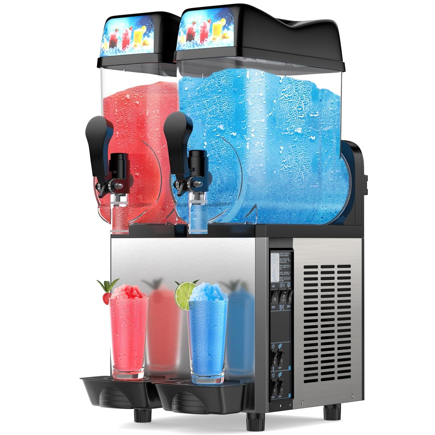 8Gal/30L Commercial Slushy Machine,Independently Control 2 Tank's Temp,5-45 Minutes to Make Margarita & Slushie & Cold Drink