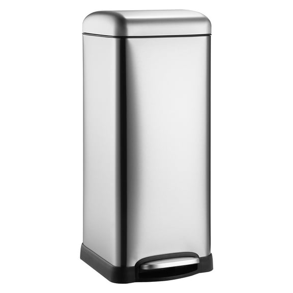 8Gallon / 30L Kitchen Trash Can, Stainless Steel Rectangular Pedal Recycle Bin with Soft-Close Lid, Removable Inner Bucket, Fingerprint-Proof, Step Trash Can for Home, Kitchen