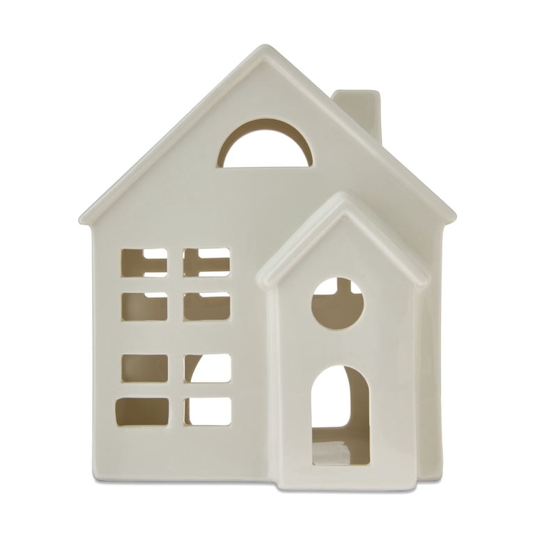 Ceramic Decorative House Christmas Tabletop Decoration, White, 8