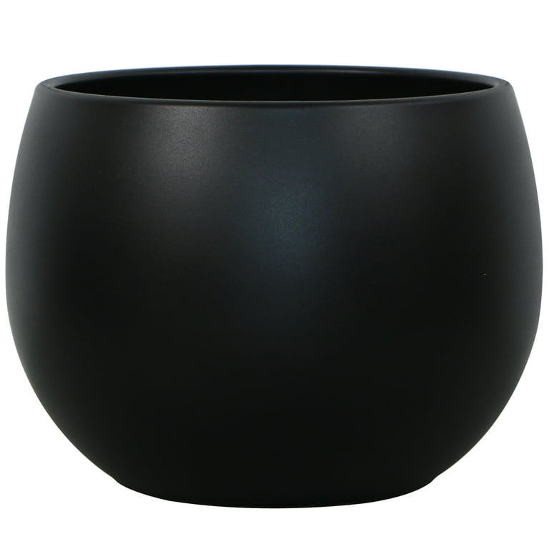 Mainstays Jordan Medium Round Resin Planter, Rich Black, 8 in x 8
